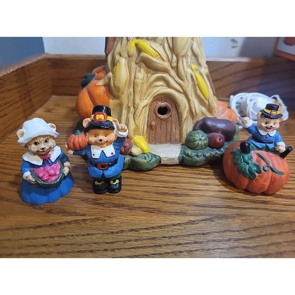 J.S.N.Y. Fine Ceramic Thanksgiving Night Light Set w/ 3PCS Figurines & Box Rare - Picture 3 of 10